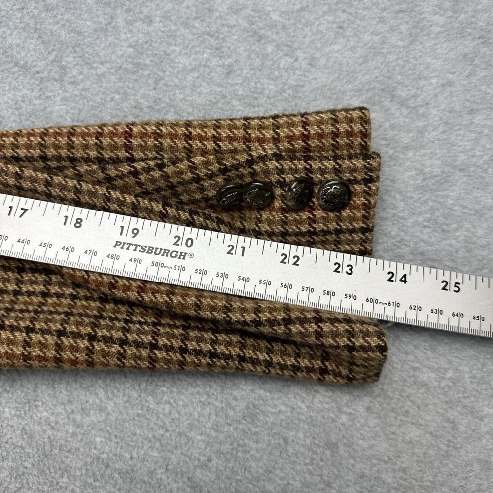 Vintage Lauren Ralph Lauren Blazer Womens 6 Brown Full Zip Houndstooth 100% Wool - Picture 5 of 11